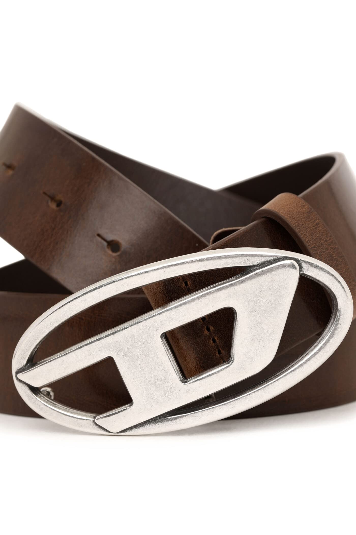 Diesel OVAL D LOGO B-1DR Genuine Leather Belt with D-Shaped Buckle - Stylish Men's Fashion Accessory for Casual, Business & Jeans Outfits
