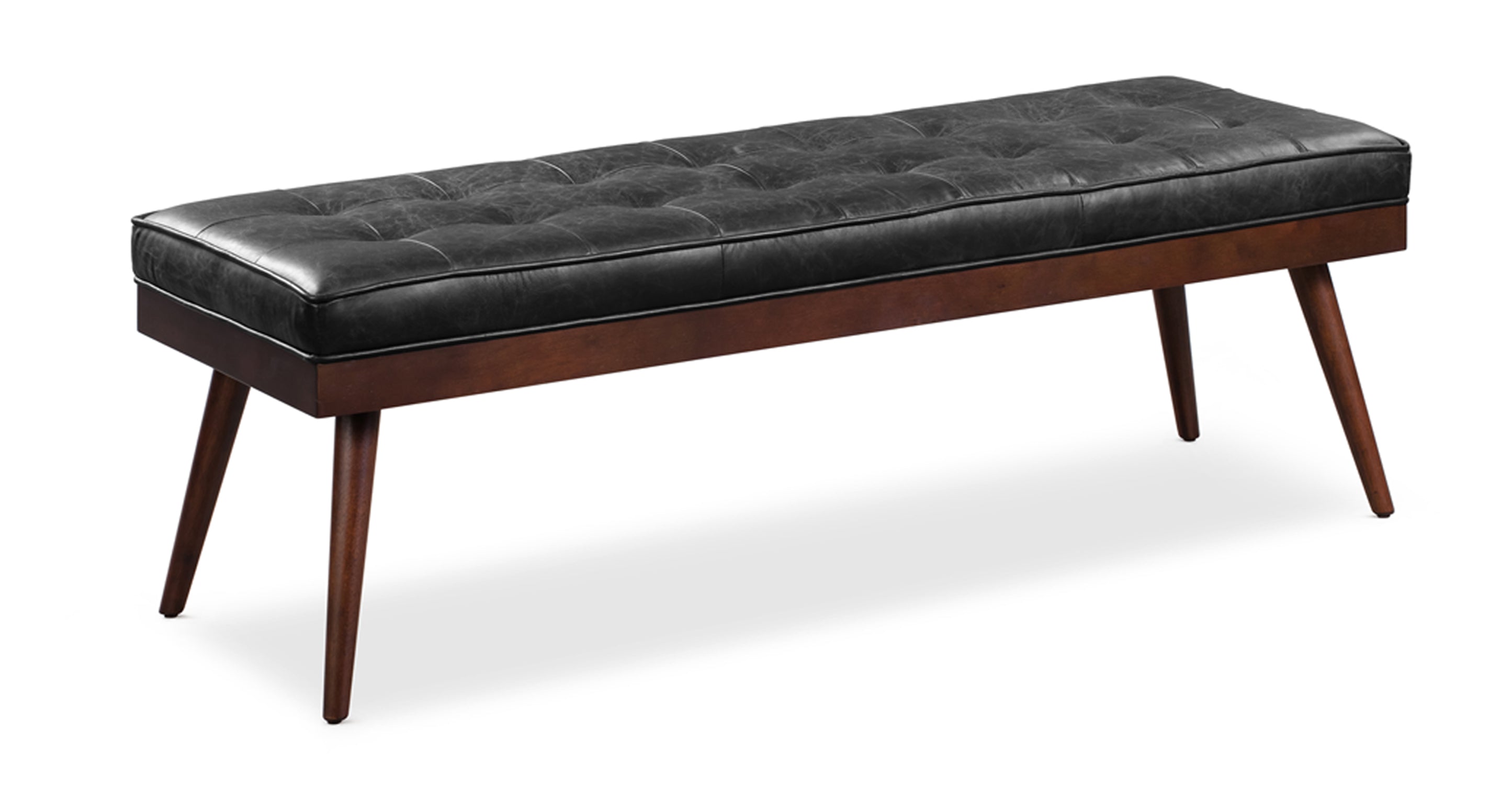 Luca Leather Bench - Modern Upholstered Storage Ottoman with Tufted Design for Living Room, Bedroom, or Entryway - Durable Faux Leather Seat with Sturdy Wooden Legs - Perfect for Extra Seating, Footrest, or Stylish Home Decor