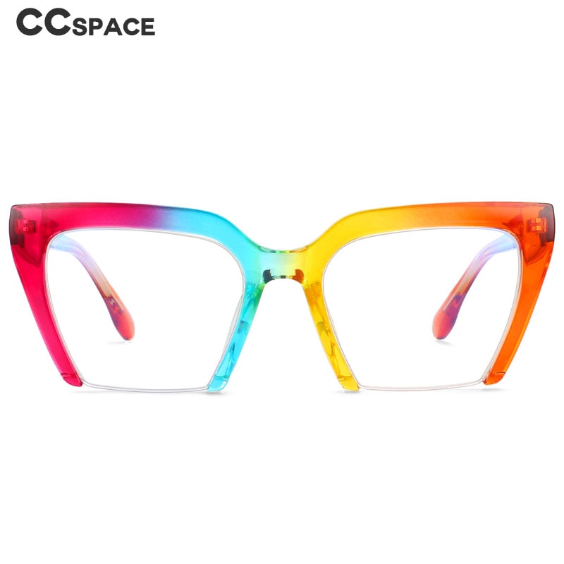 CCspace Women's Semi Rimless Cat Eye Glasses TR90 Titanium Frame Lightweight Stylish Eyewear for Work, Reading & Fashion