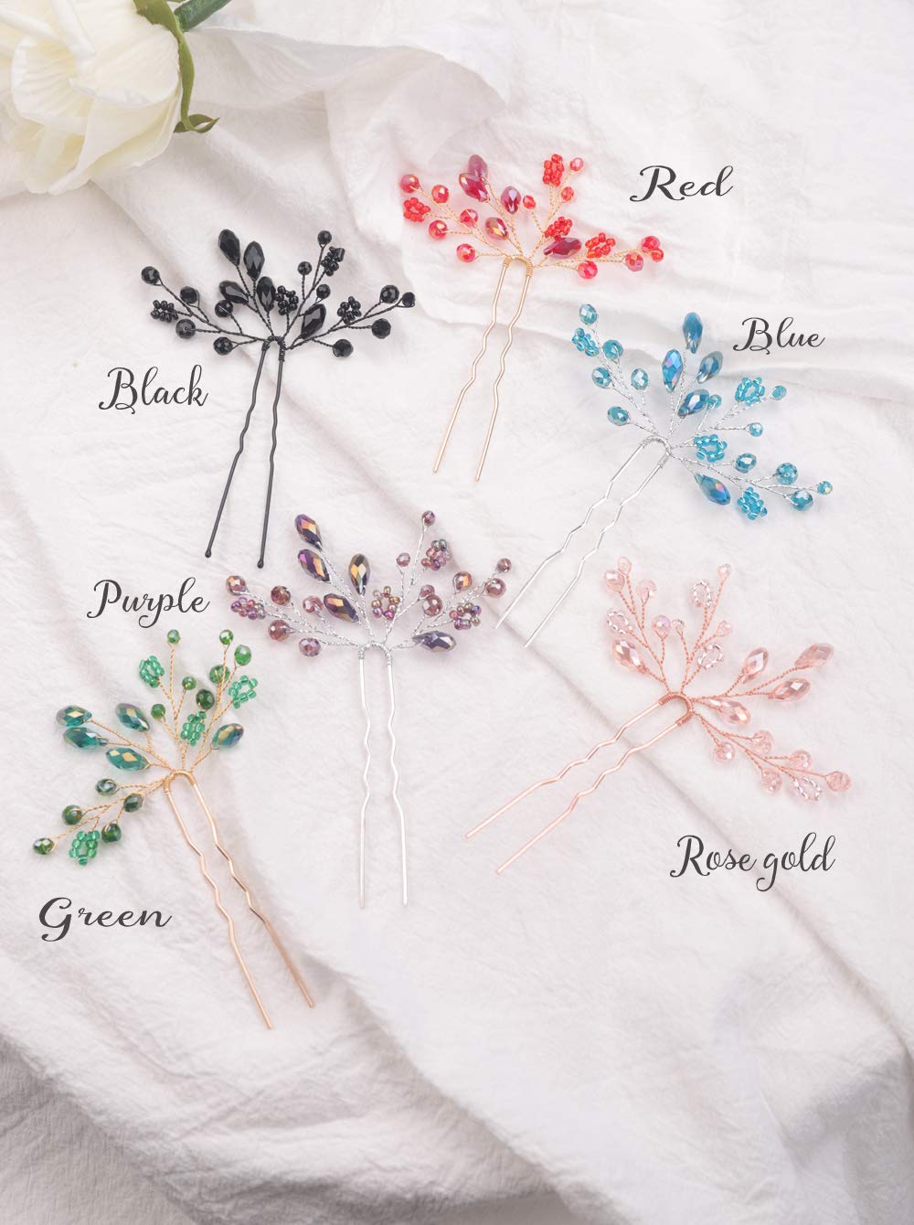 Kercisbeauty 2pcs Wedding Hair Pins - Crystal Bridal Hair Clips for Women, Bridesmaids & Girls - Elegant Purple Hair Accessories for Weddings, Prom & Special Occasions