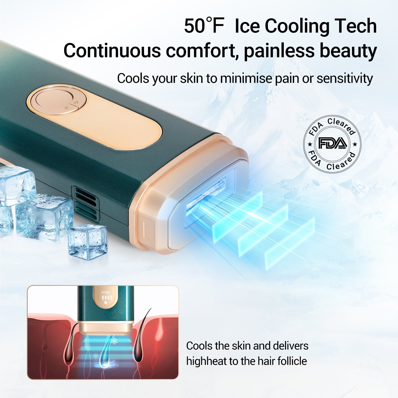 FDA Cleared Silky Smooth Face & Body Cooling IPL Hair Removal Device - Painless At-Home Hair Removal for Smooth Skin | Perfect for Legs, Underarms, Bikini Line & Facial Hair