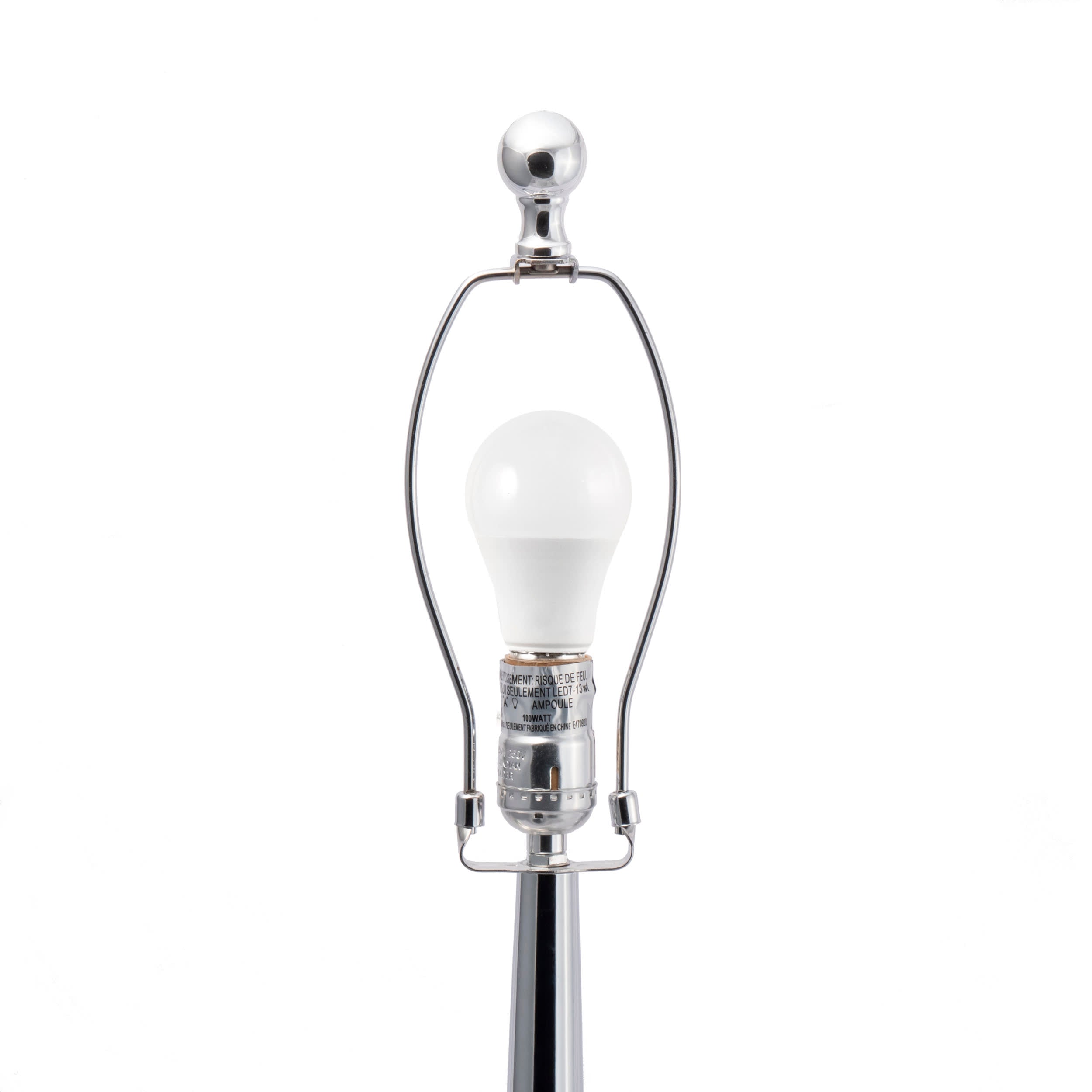 24 Inch Polished Metal Spire Table Lamp - Modern White Bedside Lamp for Living Room, Bedroom & Office Decor