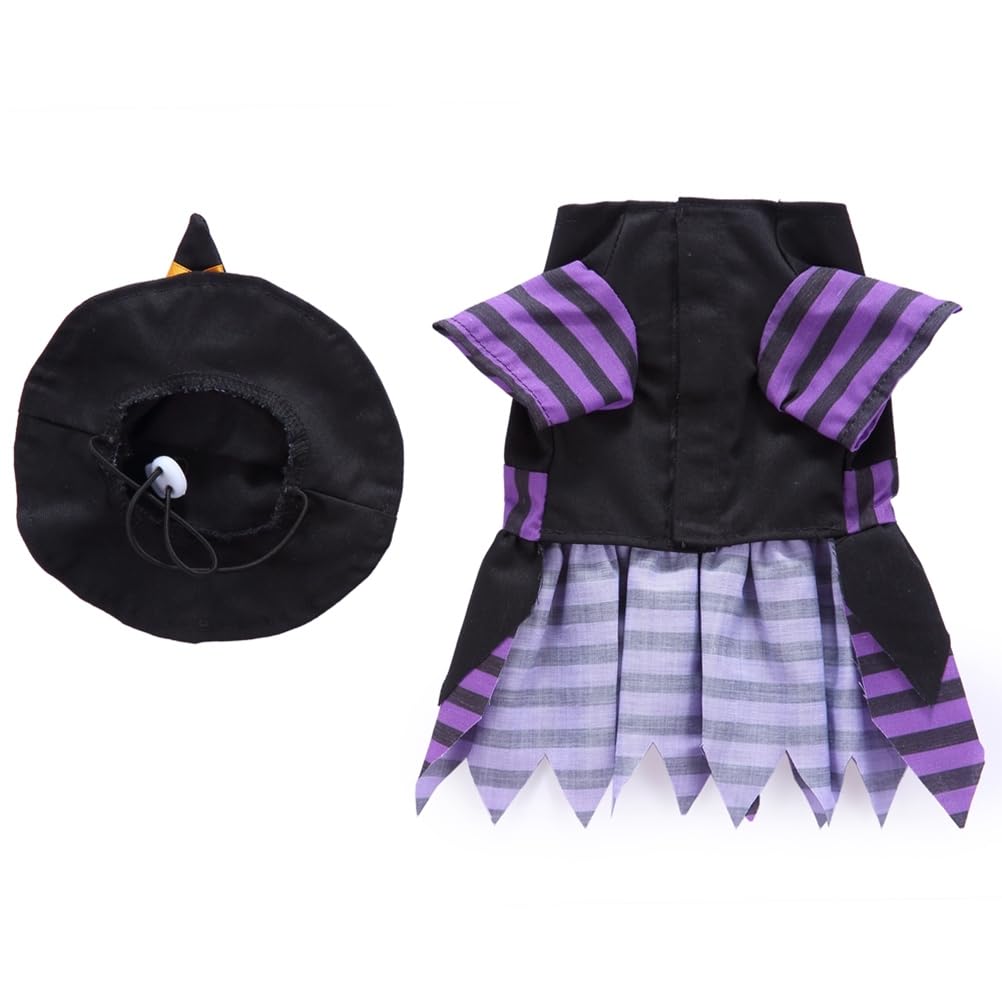 Hemobllo Halloween Dog Costume - Purple Wizard Witch Outfit with Hat for Small & Medium Dogs | Funny Pet Cosplay Costume for Halloween Parties & Dress-Up Play