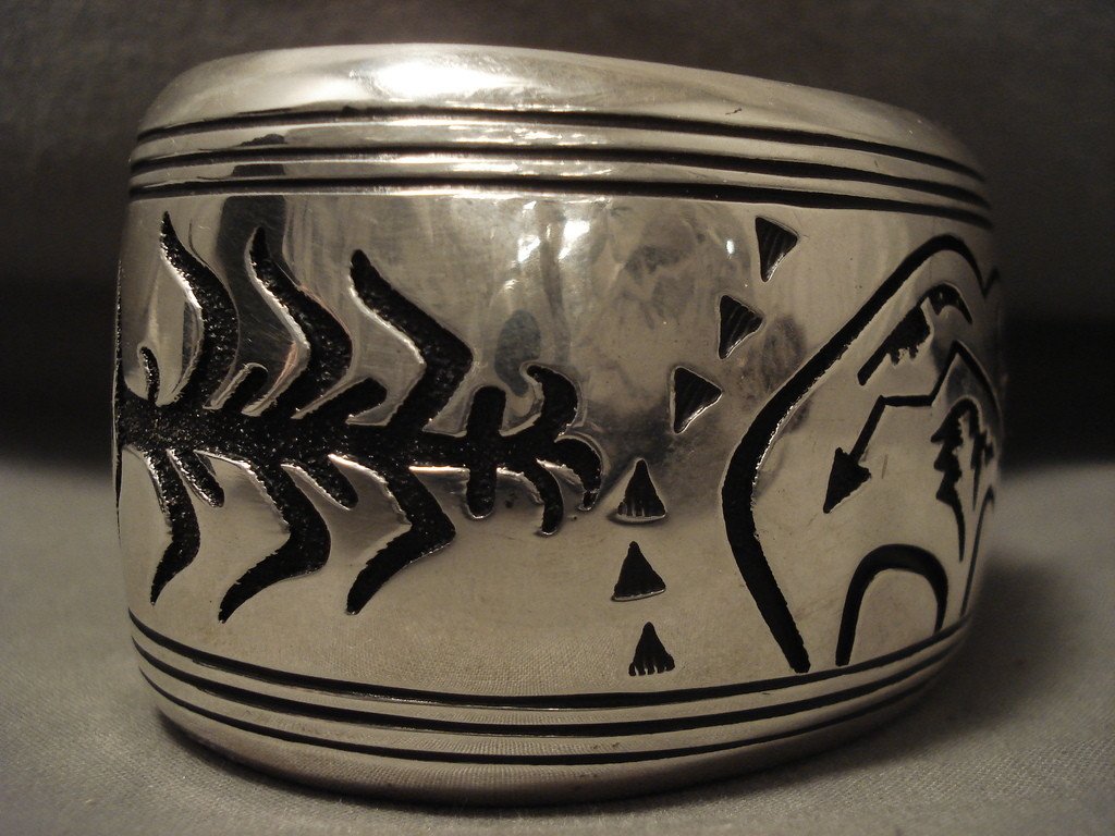 Vintage Navajo Thomas Singer Kokopelli Native American Silver Bracelet - 126 Grams Wide Handmade Jewelry for Women & Men - Perfect for Boho, Western & Festival Outfits