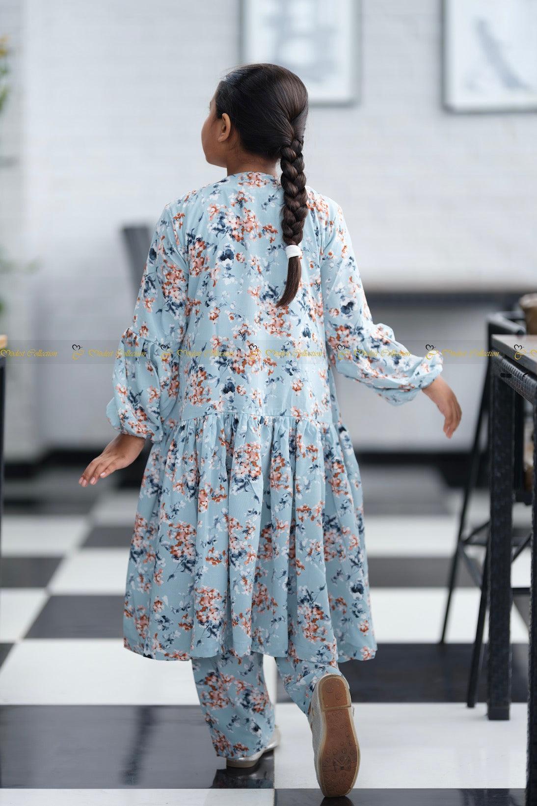 Little Nupur Floral Blue Tunic Top for Women - Boho Chic Summer Blouse for Casual Wear, Beach Outfits & Vacation Style