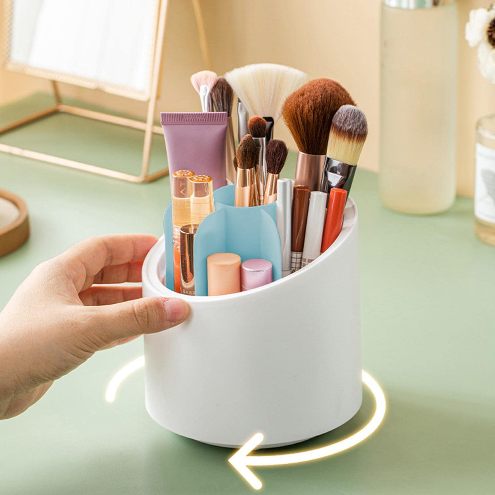 Eastuy 360° Non-Slip Makeup Brush Holder | Waterproof Cosmetic Brush Organizer for Bathroom Countertop & Vanity Desk Storage - Perfect for Makeup Artists & Beauty Enthusiasts