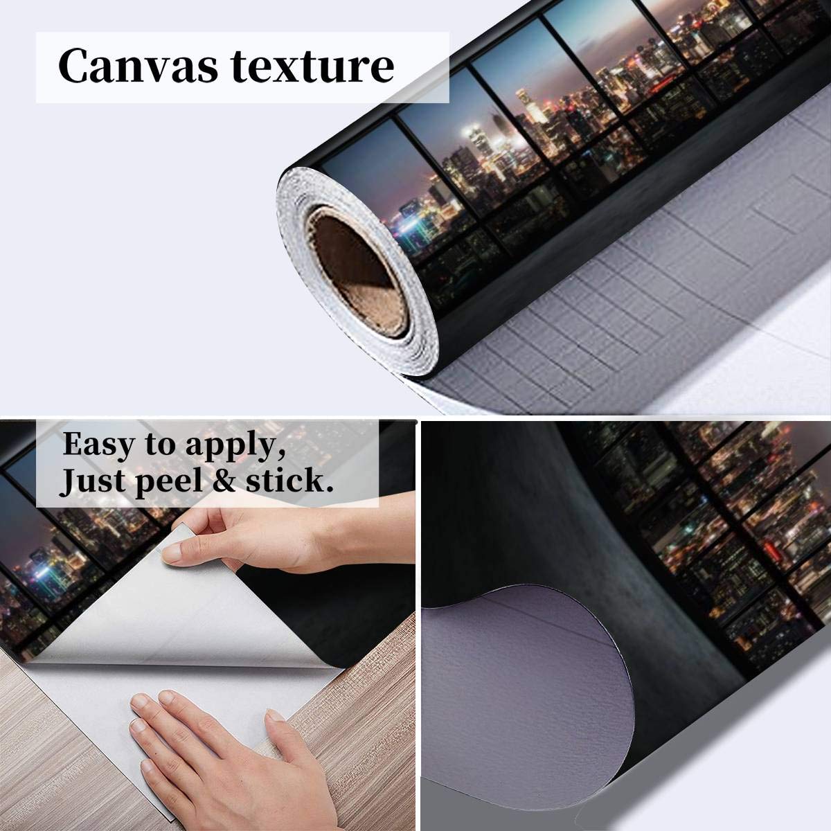 3D Wallpaper Cityscape Night View - Self-Adhesive Peel and Stick Wall Mural for Bedroom, Living Room, Dorm Decor - Easy to Apply on Walls, Ceiling & Wardrobe - Perfect for Modern Home & Office Interior Design
