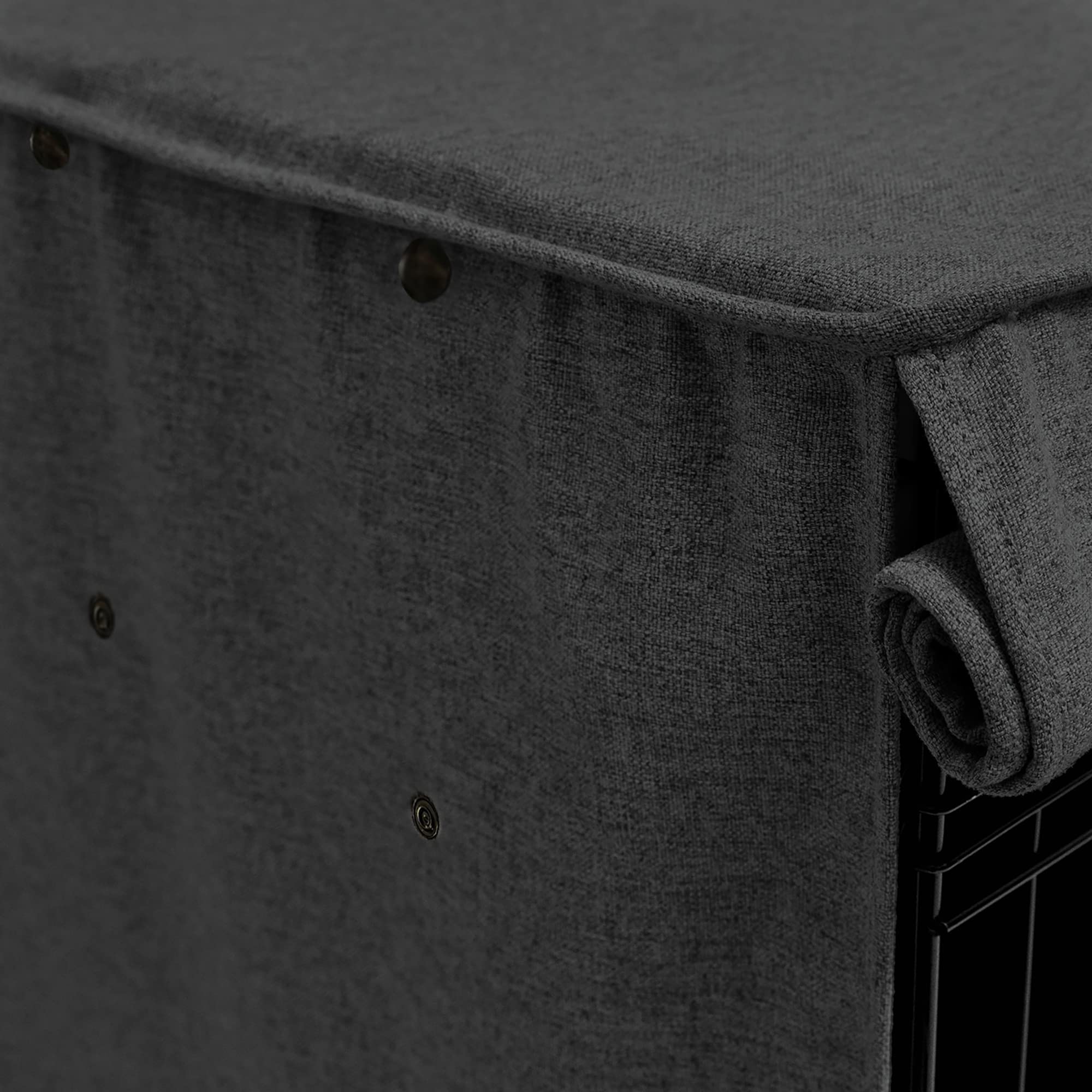 Friends Forever 48 Inch Metal Dog Crate Cover - Light Blocking Wire Kennel Cover with Protective Curtain & Roller Shades | Machine Washable Trucker Black | Ideal for Home, Travel & Outdoor Use