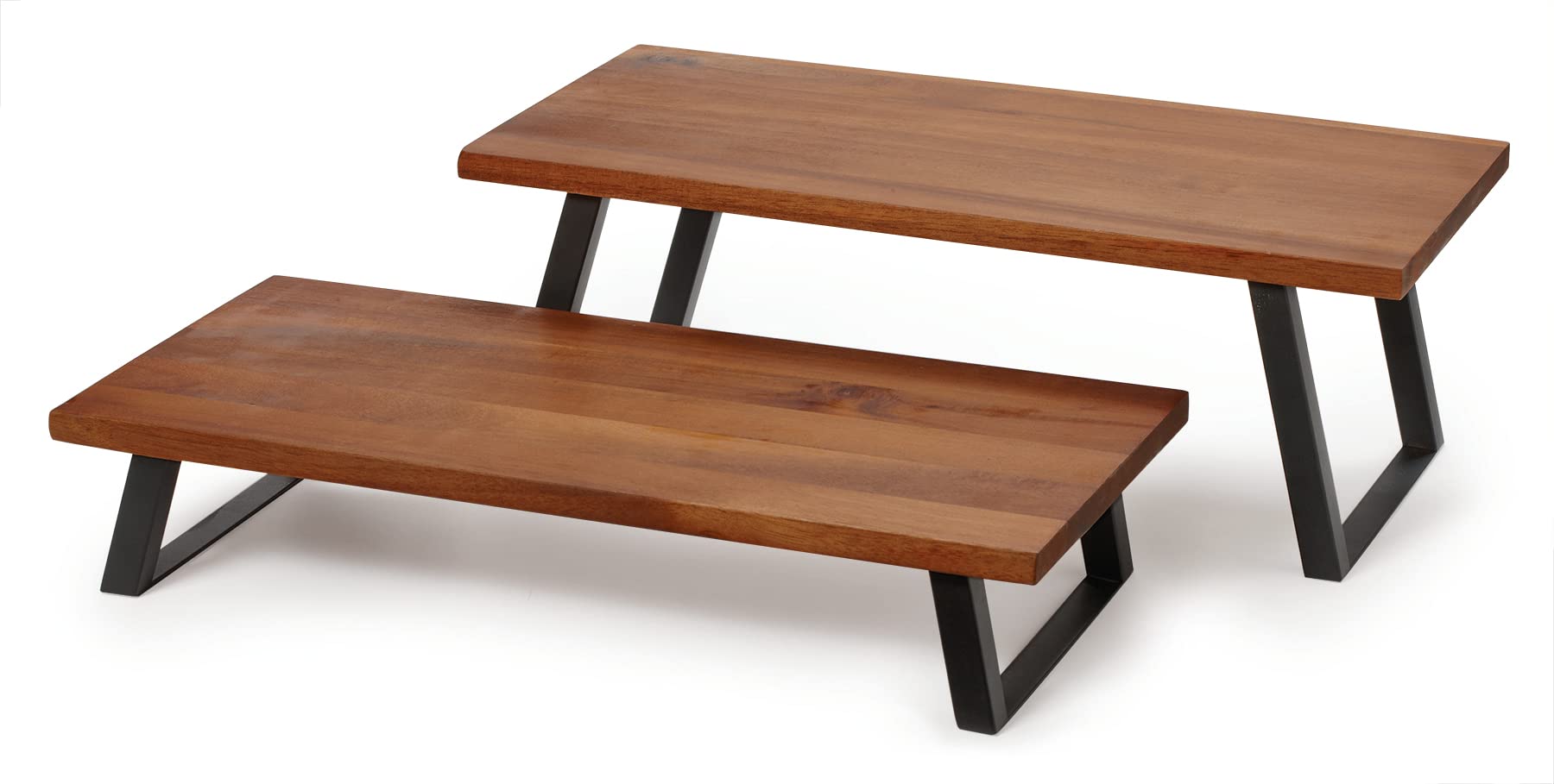 GET RISER-6-W Walnut Wooden Monitor Stand with Foldable Legs - 6 Inch Height Adjustable Laptop Riser for Home Office Desk Organization & Ergonomic Workspace Setup