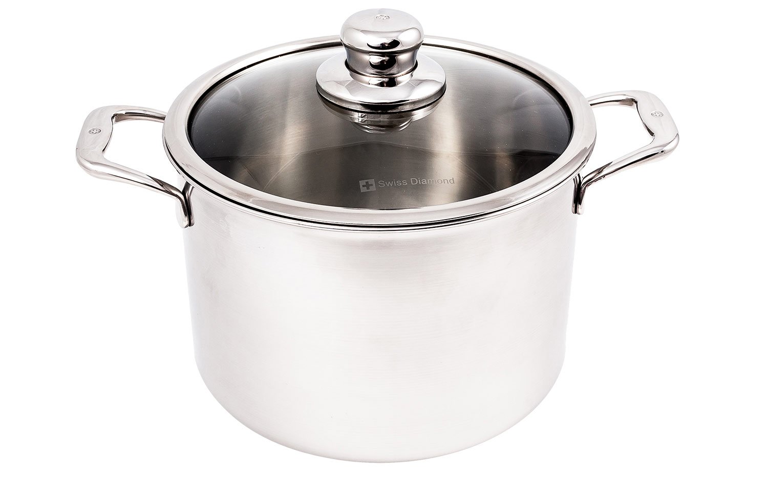 Premium Swiss Diamond 5-Ply Stainless Steel 7.9 Quart Dutch Oven with Lid - Induction Compatible Soup Pot (9.5 Inch), Satin Finish, Oven & Dishwasher Safe - Perfect for Soups, Stews, Braising & Family Cooking