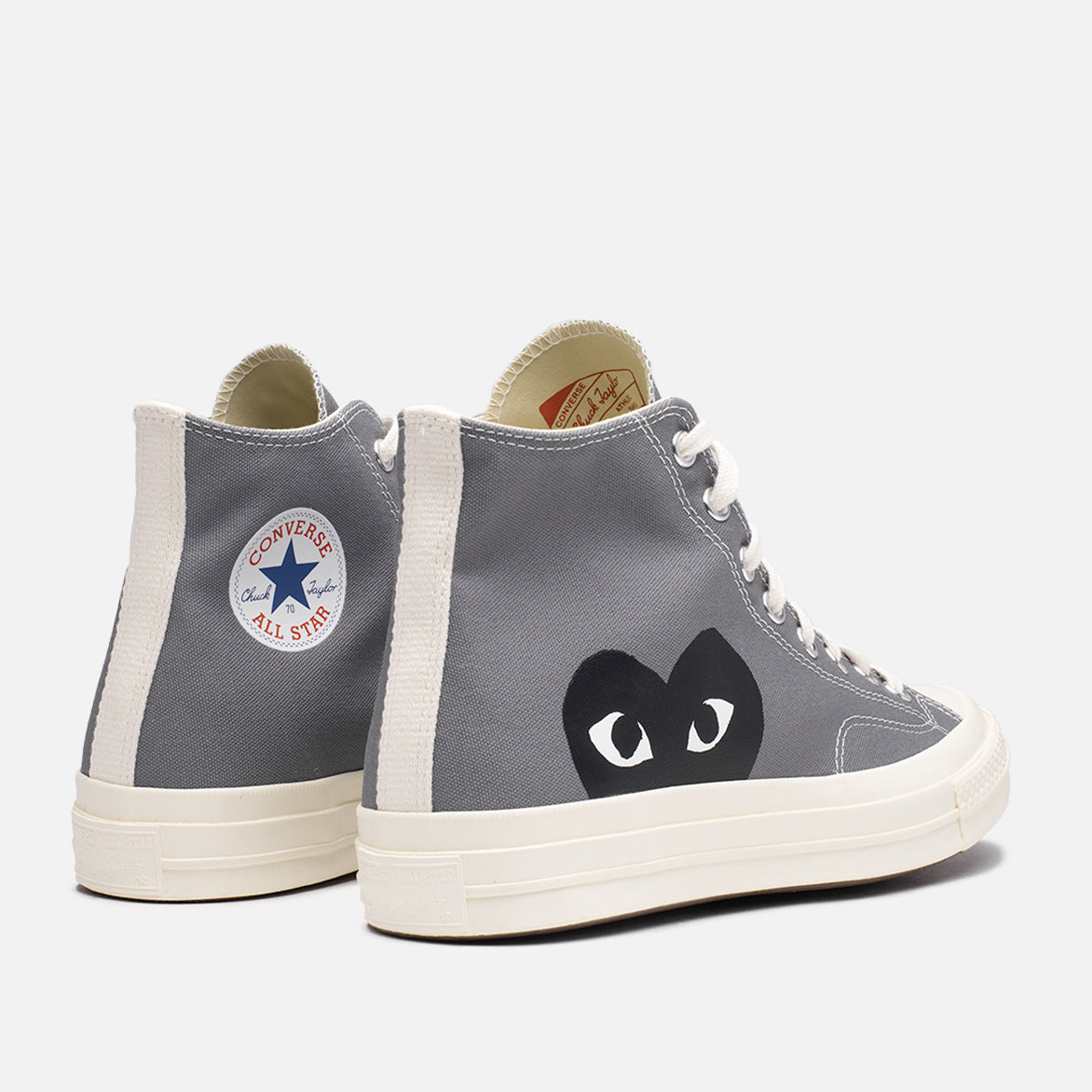 CDG PLAY x Converse Chuck 70 High Top Sneakers - Black Heart & Steel Grey | Unisex Streetwear Fashion Shoes for Casual Wear & Urban Outfits