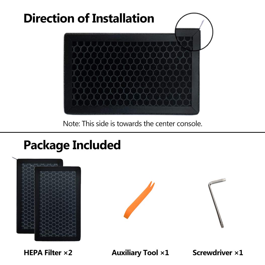 Premium HEPA Air Filter for Tesla Model Y & Model 3 (2016-2025) - 2 Pack Cabin Air Filter with Activated Carbon - Improve Air Quality & Reduce Allergens for Cleaner Driving Experience