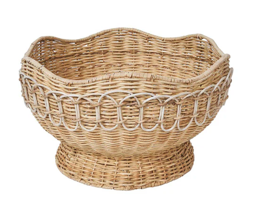 Juliska Provence Rattan 15-Inch Whitewashed Serving Bowl - Perfect for Farmhouse Dining, Rustic Kitchen Decor & Entertaining Guests