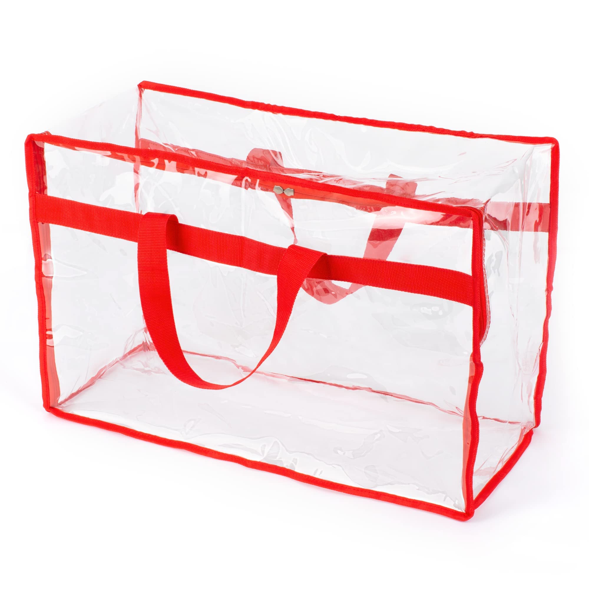 Christmas Village Storage Set - 2 Pack Clear PVC Organizer Bags with Zipper for Holiday Decorations, Toys & Wrapping Paper - Perfect for Bedroom Closet, Wardrobe & Seasonal Storage (Red)