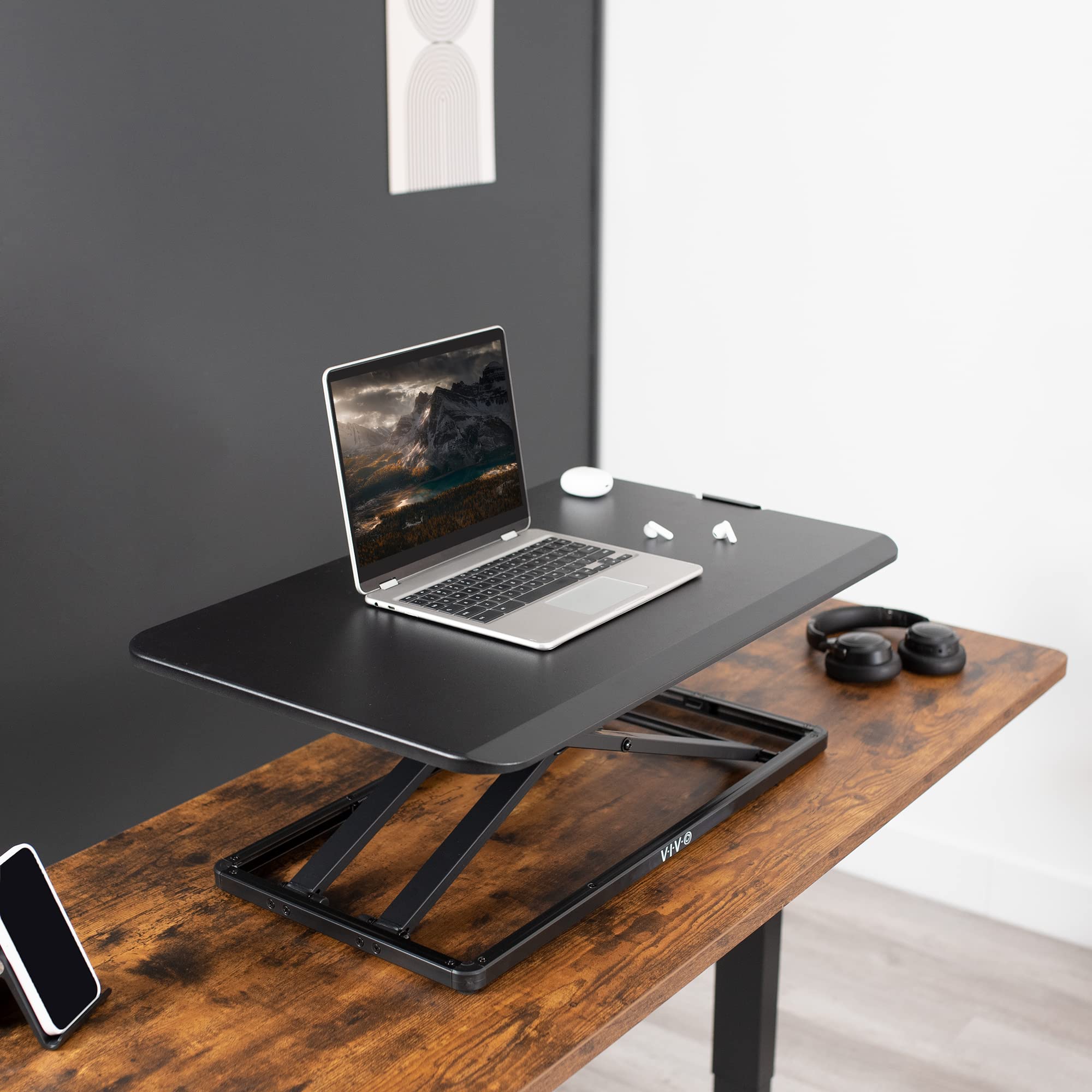 VIVO Adjustable Standing Desk Converter 29 inch - Sit Stand Workstation for Monitor & Laptop, Ergonomic Height Adjustable Riser Platform (DESK-V000U) - Perfect for Home Office, Gaming Setup & Workspace Productivity