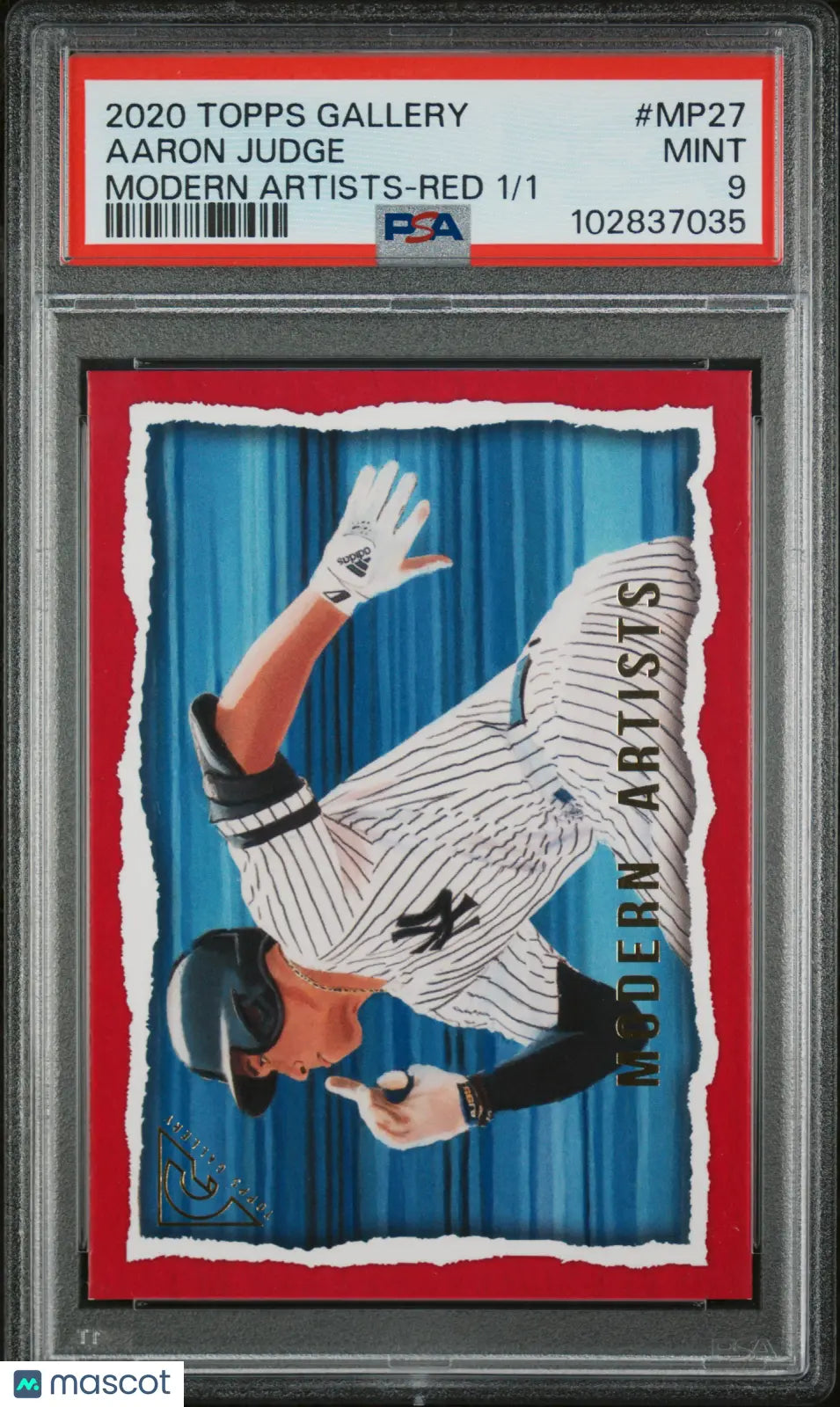 2020 Topps Gallery Modern Artists Aaron Judge Red PSA 9 1/1 Baseball Card - Rare Collectible for Sports Memorabilia & Investment Display