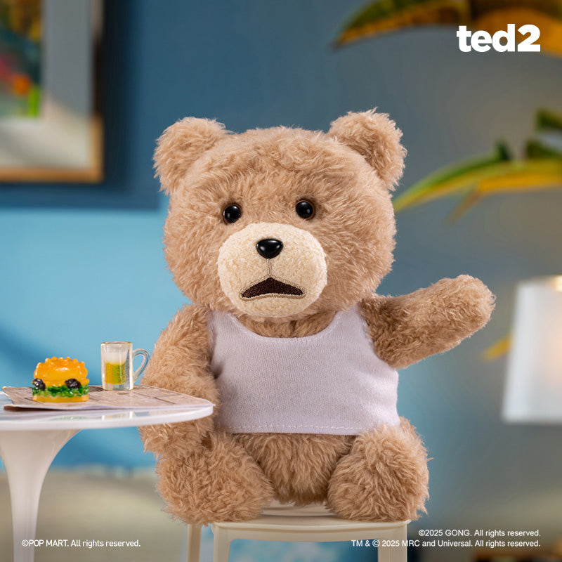 POP MART ted 2 Teddy Bear Action Plush Pendant - Cute Collectible Stuffed Animal Toy for Kids & Adults - Perfect for Gifts, Room Decor, and Movie Fans