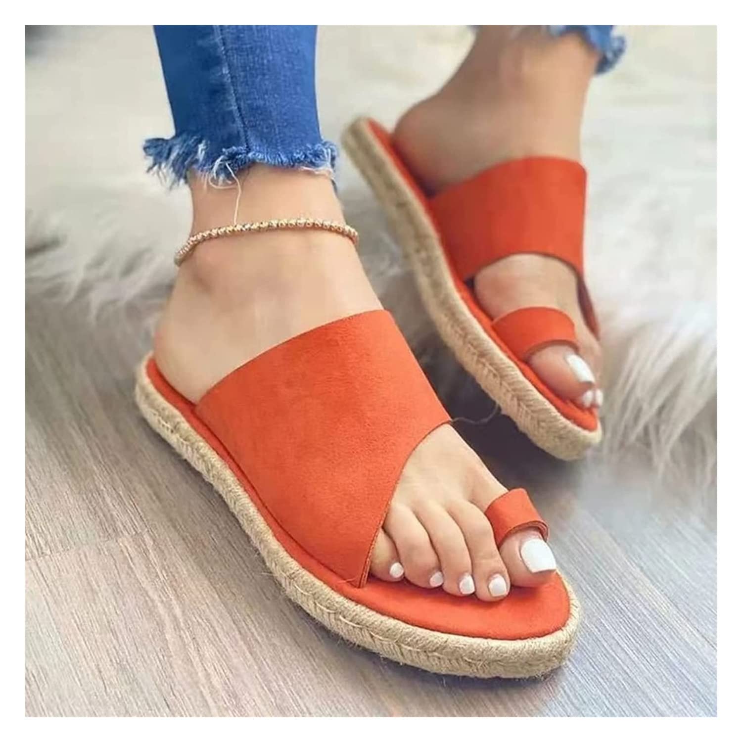 ZYHZJC Women's Fashion Flatform Slide Sandals - Comfortable Summer Casual Orthopedic Espadrille Flip Flops (Orange, Size EU41) - Perfect for Beach, Pool, and Everyday Wear