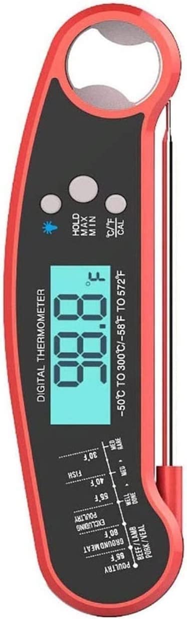 YOUOOK Digital Meat Thermometer - Instant Read in 2 Seconds, Waterproof, Foldable, with Alarm & LCD Display - Perfect for Grilling, BBQ, Baking Turkey, Candy, Liquids, and Oil - Ideal for Home Cooking, Outdoor Camping, and Professional Kitchen Use