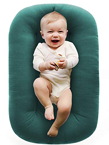 American Delight 100% Organic Baby Lounger - Portable & Lightweight Infant Floor Nest Seat with Microfiber Fill for Newborns (Moss Green) | Perfect for Nursery, Travel & Playtime