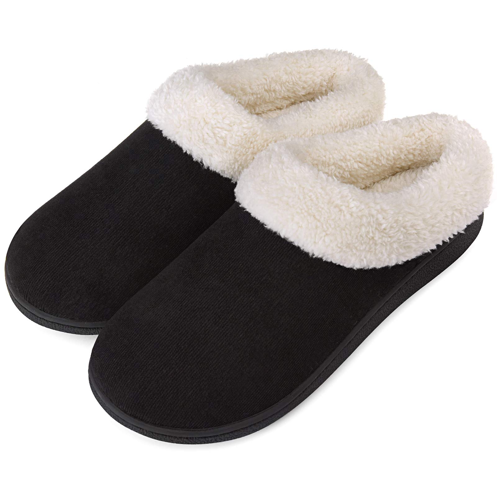 VONMAY Women's Cozy Fuzzy House Slippers with Memory Foam & Fleece Collar - Indoor/Outdoor Comfort for Relaxing at Home, Lounging or Quick Errands