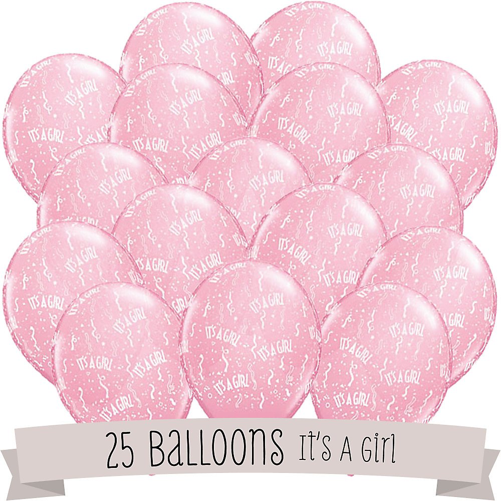 It's A Girl! Baby Shower Balloons - 25 Count Pack for Gender Reveal & Newborn Celebration Decorations