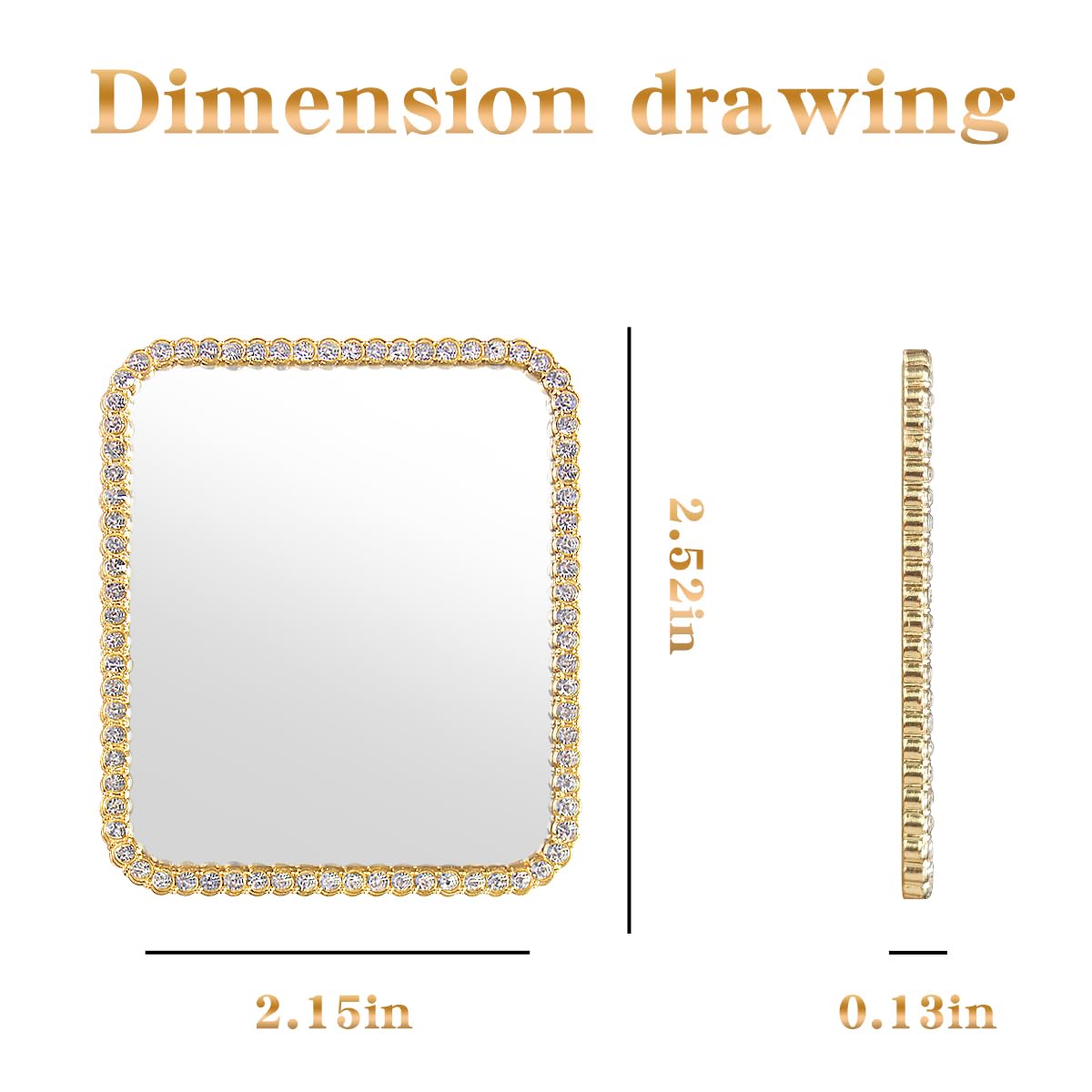 Bling Mirror Decal for Phone Case - Slim Gold Square Acrylic Mirror Sticker - Perfect for Phone Charms, Travel Accessories & DIY Phone Decor