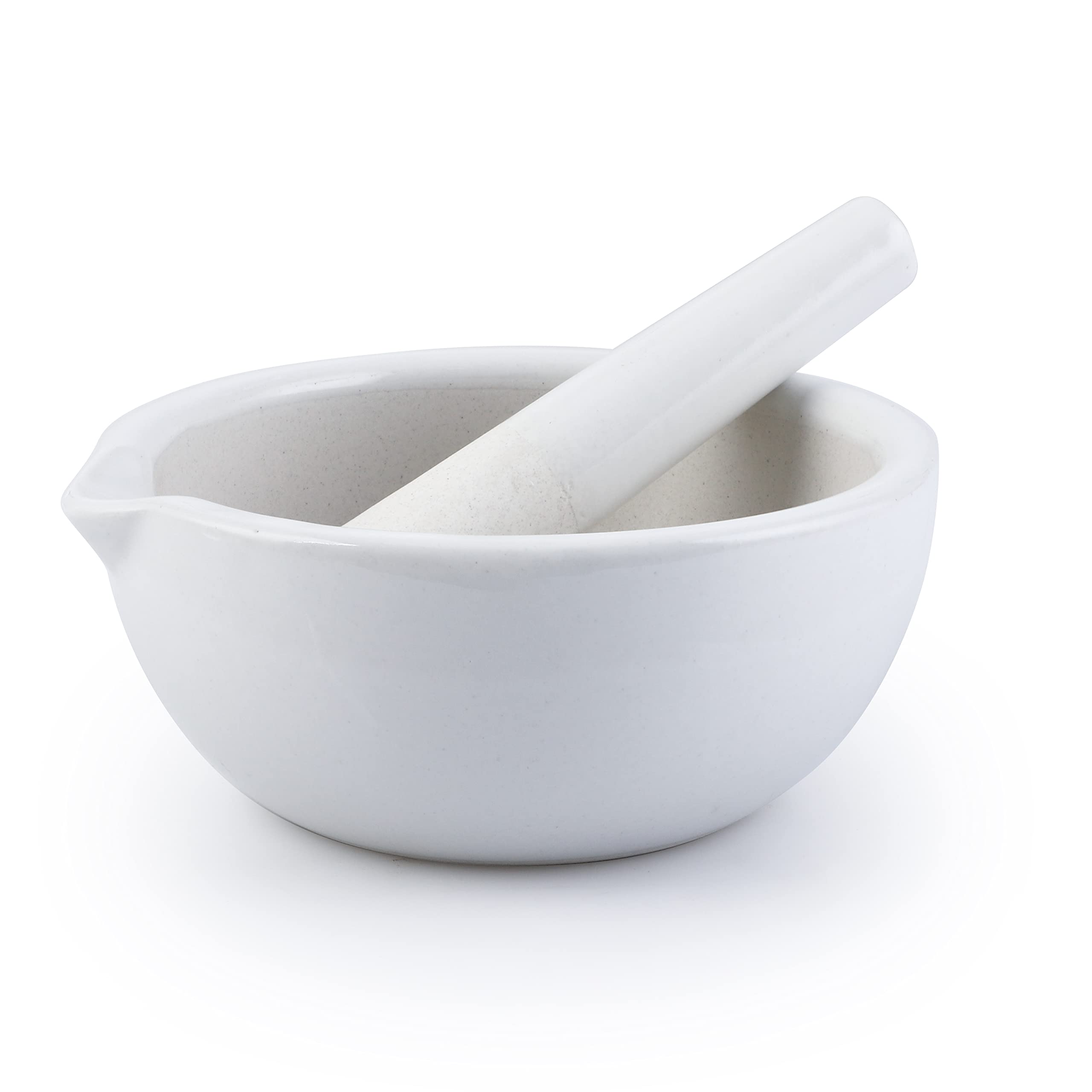 4E's USA 5.1 Inch Porcelain Mortar and Pestle Set - Unglazed Spice & Herb Grinder, Pill Crusher for Kitchen, Pharmacy & Laboratory Use | Durable, Autoclavable | Perfect for Grinding Spices, Herbs, Medicines & Lab Samples