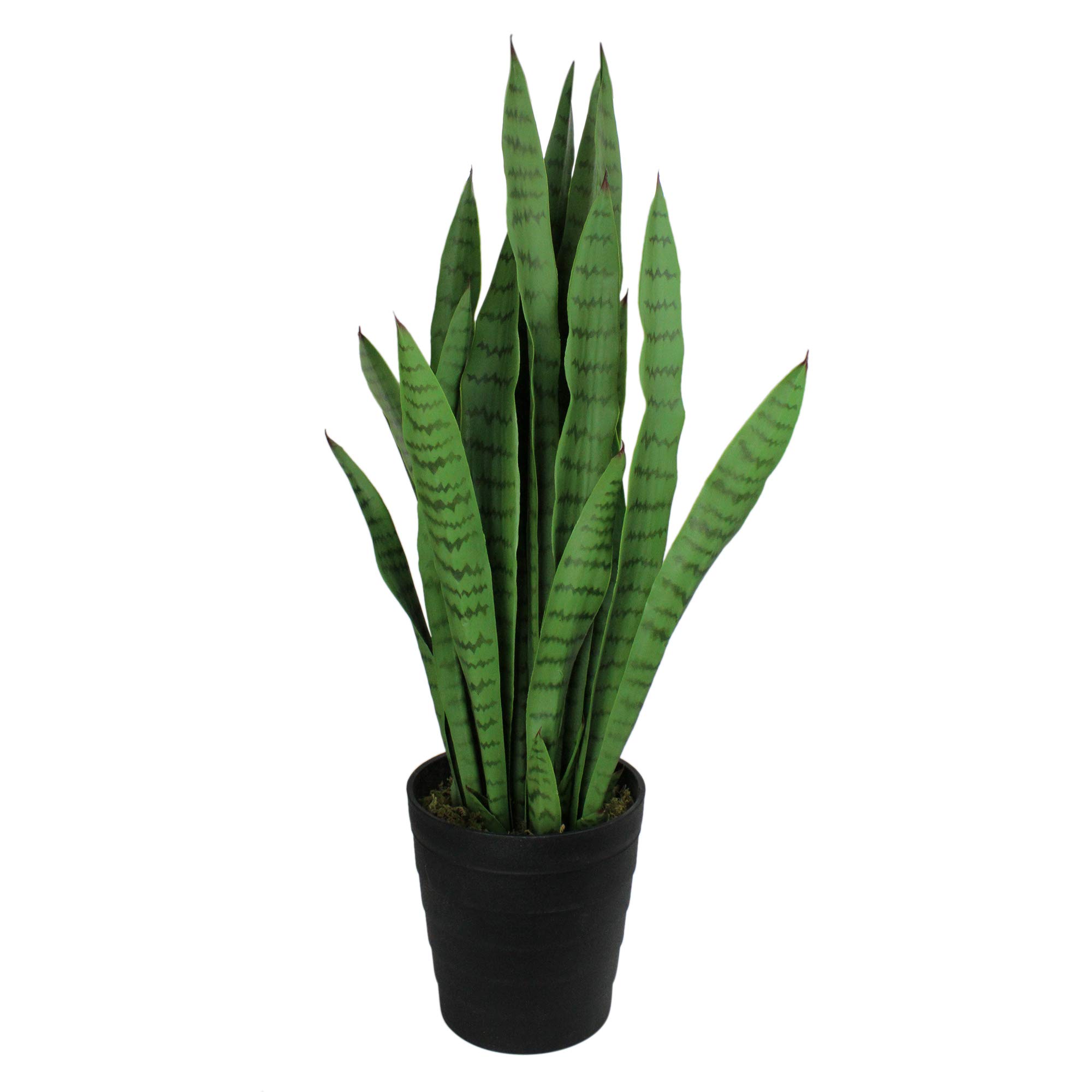 3' Green Two Tone Potted Artificial Snake Plant - Faux Greenery for Home Decor, Office, Living Room & Bedroom - Low Maintenance Indoor Houseplant for Modern Spaces