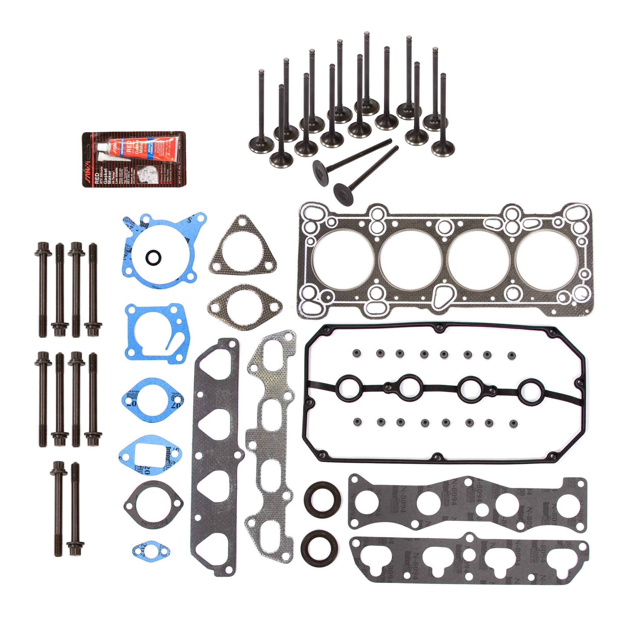 MA-4216953253 Head Gasket Set with Intake & Exhaust Valves - Compatible with 2001-2002 Kia Rio 1.5L DOHC A5D Engine - Perfect for Engine Repair & Maintenance