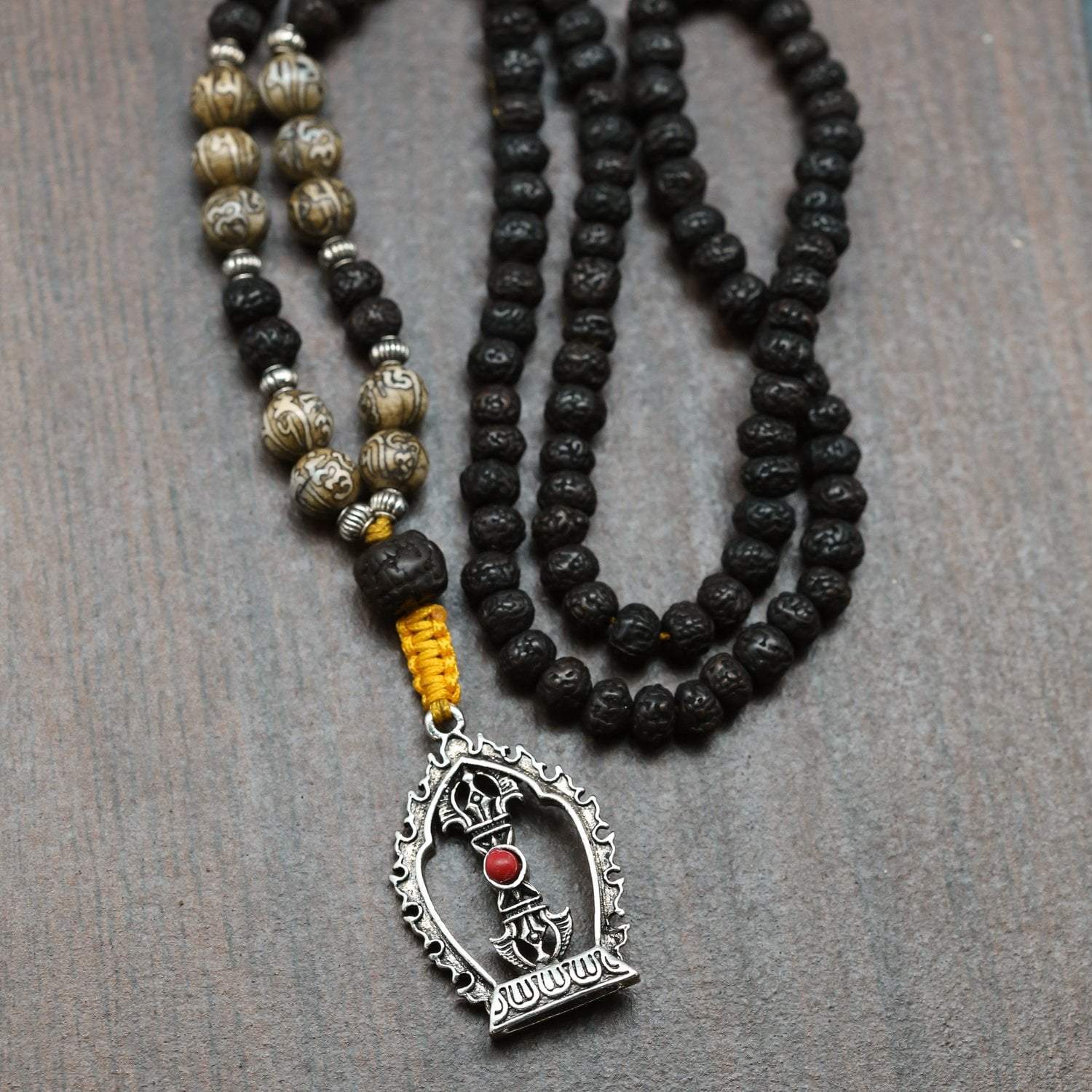 Authentic Rudraksha Mala Prayer Beads Necklace - 108 Sacred Beads for Meditation, Yoga & Spiritual Healing | Perfect for Buddhist, Hindu Practices & Mindful Living