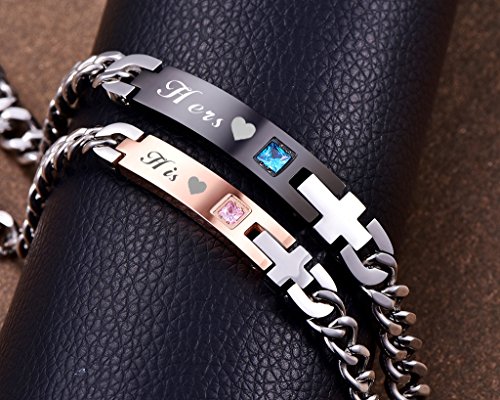 Stylish Matching Couple Bracelets - Stainless Steel Love Jewelry for Him & Her - Perfect Anniversary, Wedding, or Valentine's Day Gift for Couples