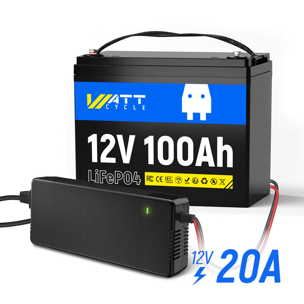 12V 100Ah Group 24 LiFePO4 Lithium Iron Phosphate Battery Kit - Deep Cycle for RV, Marine, Solar & Off-Grid Power Systems