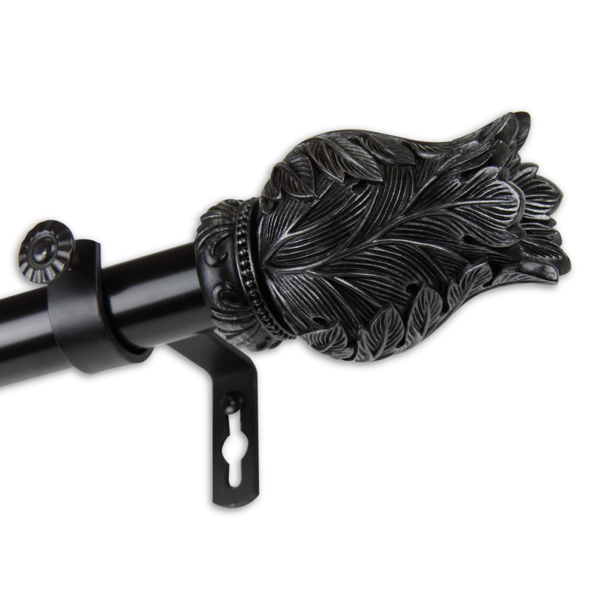 Artemis 1 Inch Adjustable Black Curtain Rod - Extends 160 to 240 Inches - Heavy Duty Drapery Rod for Living Room, Bedroom & Large Windows