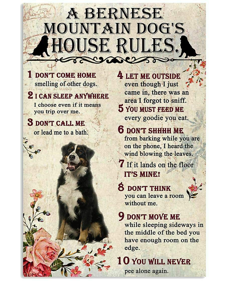 1000-Piece Wooden Jigsaw Puzzle - Bernese Mountain Dog's House Rules - Educational Puzzle Game for Adults & Kids - Perfect Gift for Family Game Night & Relaxation