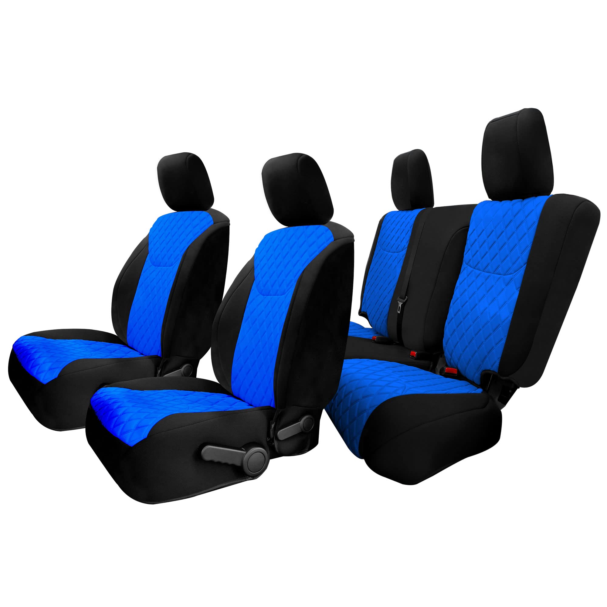 FH Group Custom Fit Neoprene Seat Covers for 2007-2017 Jeep Wrangler JK 4 Door | Water Resistant 1st & 2nd Row Car Seat Protectors | Full Set Blue Automotive Accessories | Perfect for Off-Roading, Camping & Daily Commute