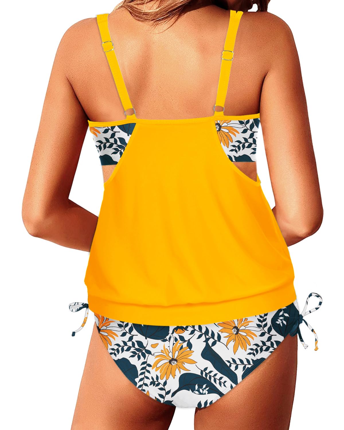 Yonique Women's Athletic Tankini Swimsuits - Blouson Swim Top & Bikini Bottom 2-Piece Bathing Suit | Perfect for Swimming, Beach Vacations & Water Sports