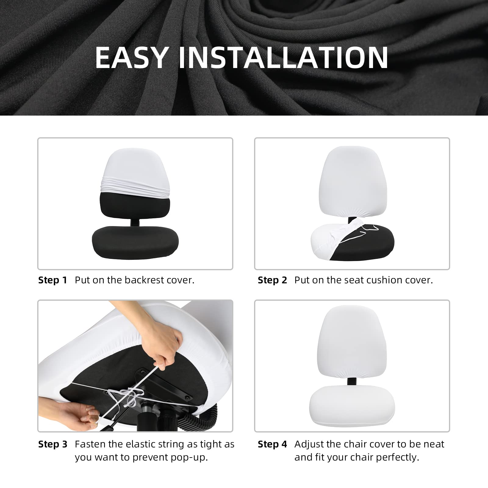 Universal Stretchable Office Chair Seat Cover - Washable Computer Chair Slipcover with Rotating Backrest Protection - Pet-Friendly Cushion Protector for Dogs & Cats (Light Gray) | Perfect for Home Office, Gaming & Workspace Decor