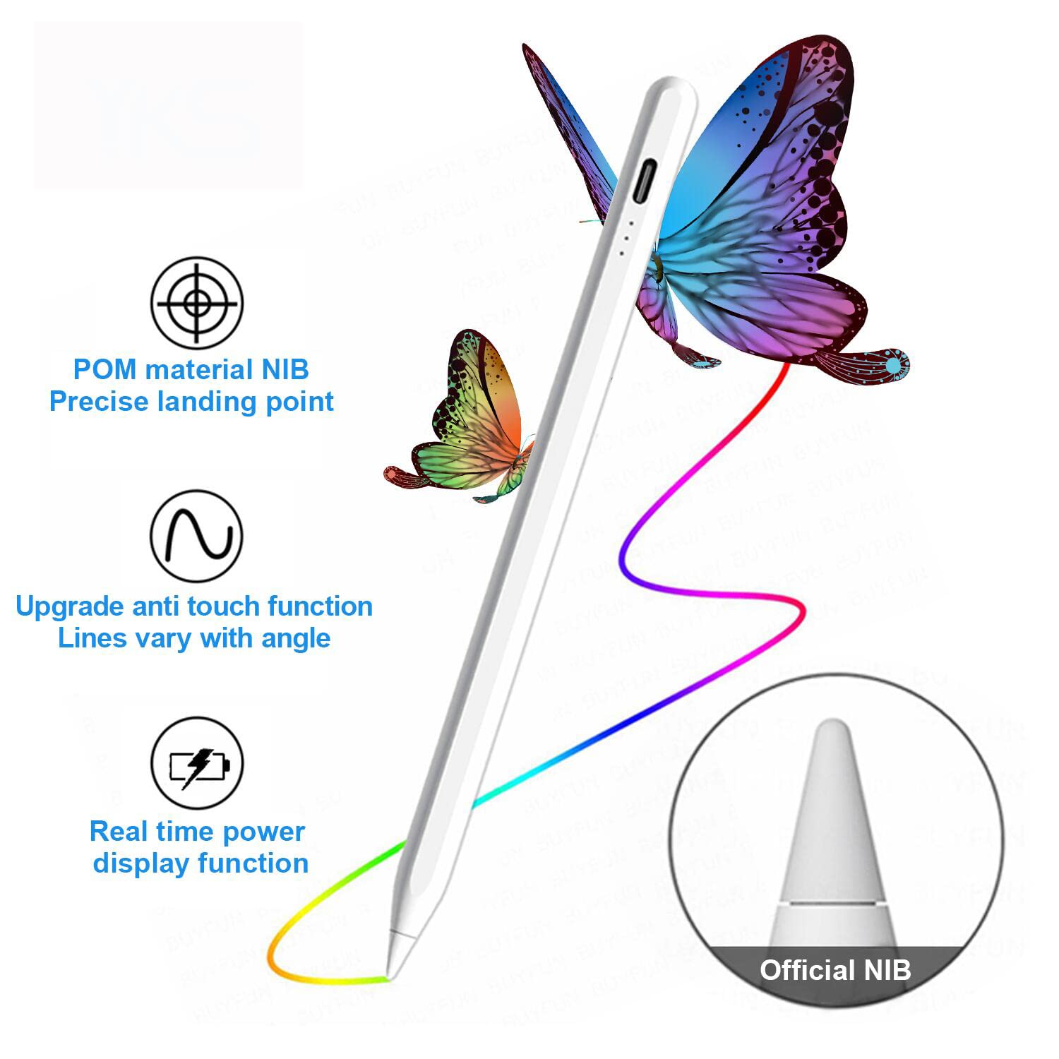 Premium Stylus Pen for iPad (2018-2021 Models: iPad/iPad Mini/iPad Pro/iPad Air) - Palm Rejection, Smart Tilt, Magnetic Attachment - Ultra Precise & Sensitive for Writing, Drawing, Note Taking - Perfect for Digital Artists, Students & Professionals - White