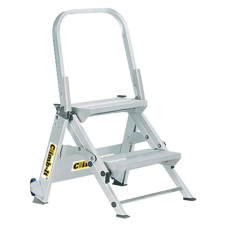 Climb It Easy Slope Aluminum Folding Ladder Steps - Lightweight Portable Step Stool for Home, Garage & Outdoor Use