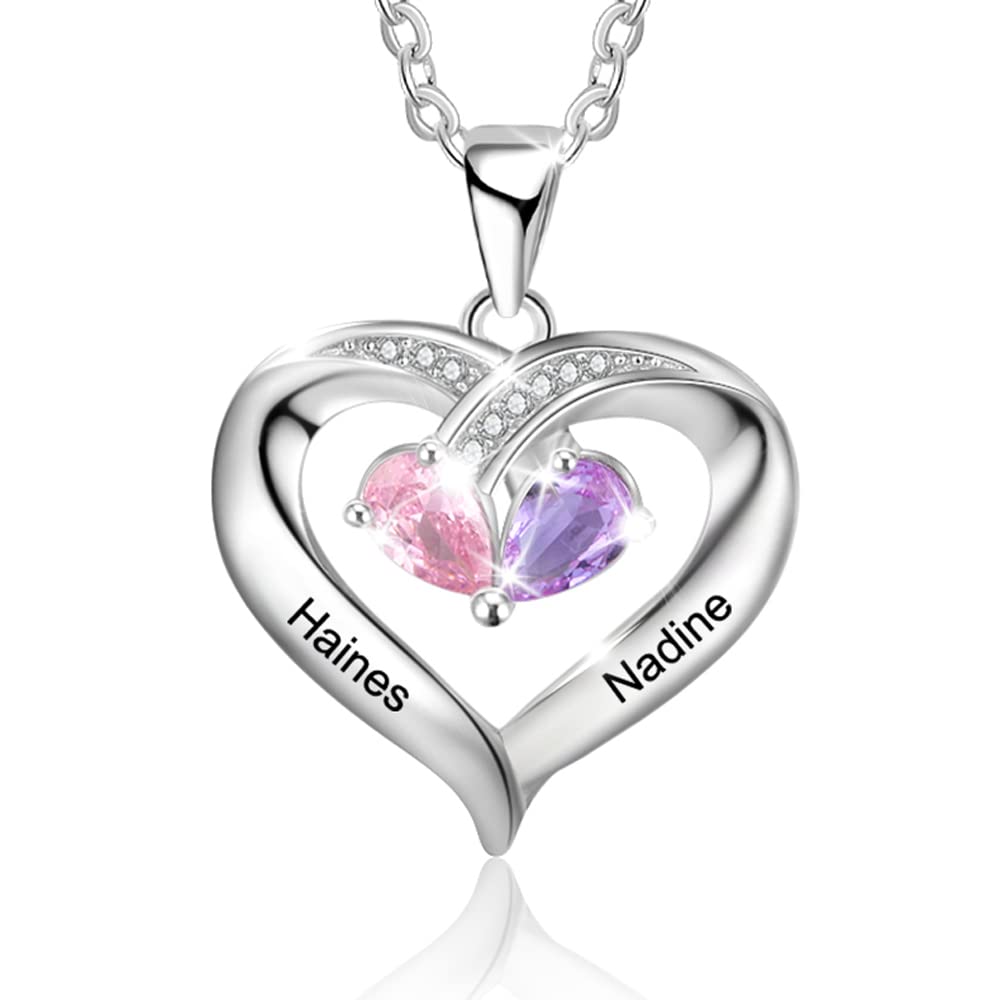 Personalized Birthstone Necklace for Women - Custom Name Necklace with Birthstones - Mother's Day Gift for Mom, Grandma, Wife - Perfect for Anniversaries, Birthdays & Special Occasions