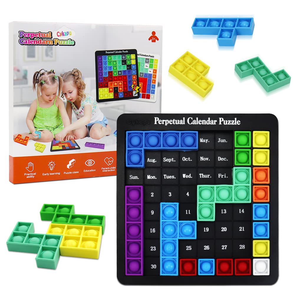 Qetrabone Pop Daily Calendar Puzzle - 365-Day Jigsaw Puzzle Fidget Toy for Kids & Adults, Bubble Popper Board Game, Stress Relief Sensory Toy, Desk Decor, Best Gift for Birthdays & Holidays (Black) - Perfect for Home, Office, Classroom & Travel
