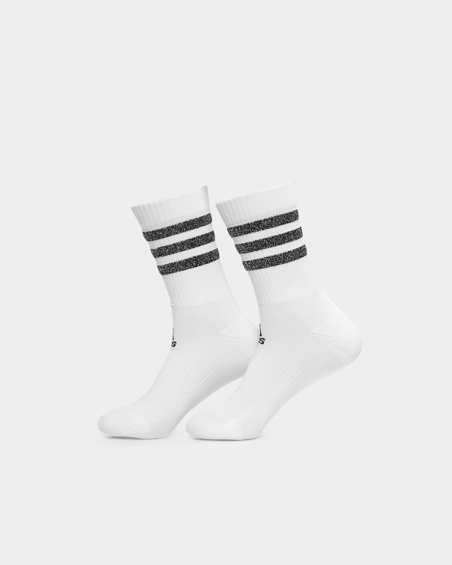 Adidas Glam 3 Stripes Cushioned Crew Sport Socks 3 Pairs Black/White - Comfortable Athletic Socks for Running, Gym & Everyday Wear