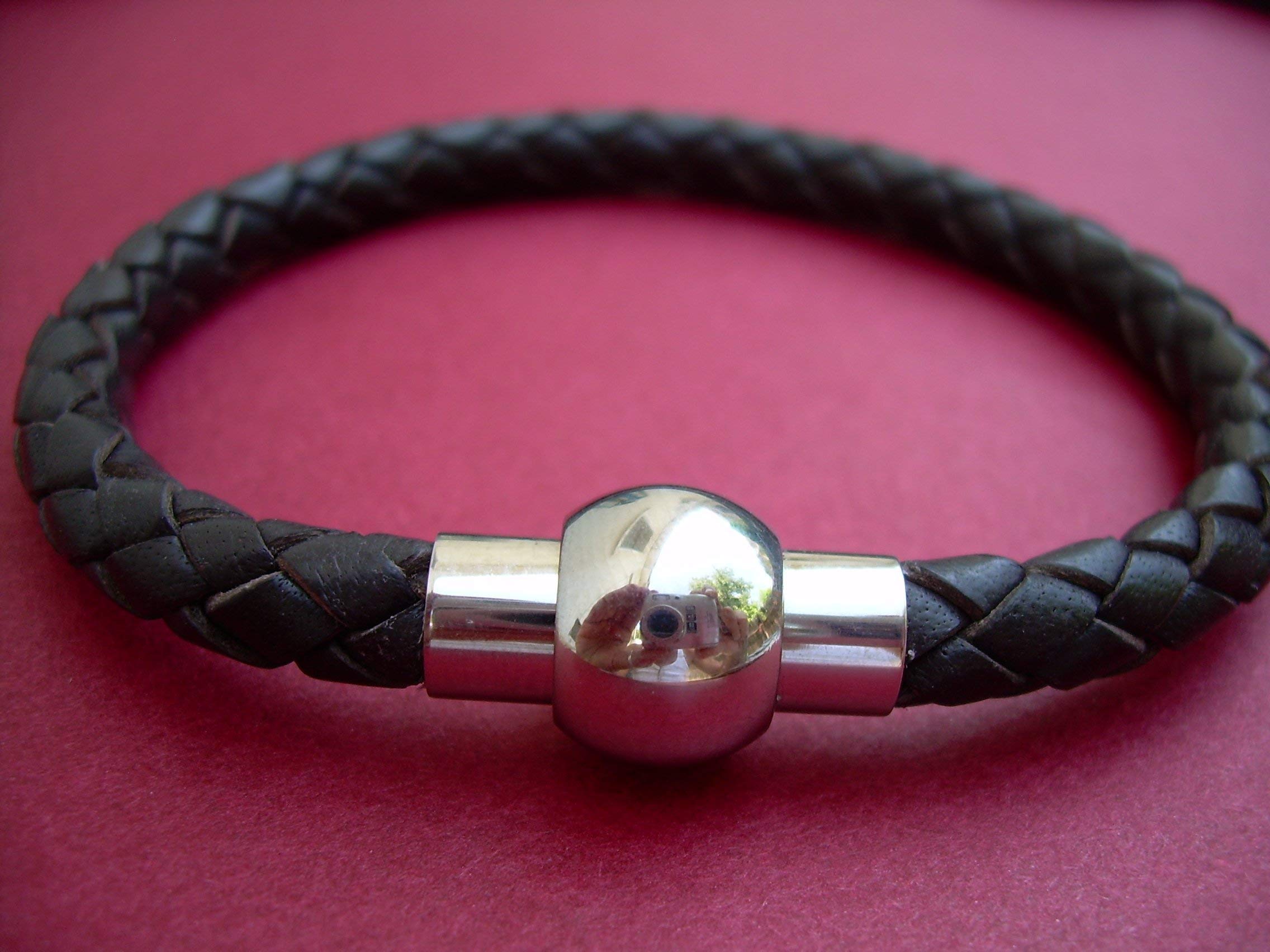 Brown Leather Bracelet for Men - Stainless Steel Magnetic Clasp - Stylish Braided Jewelry for Everyday Wear