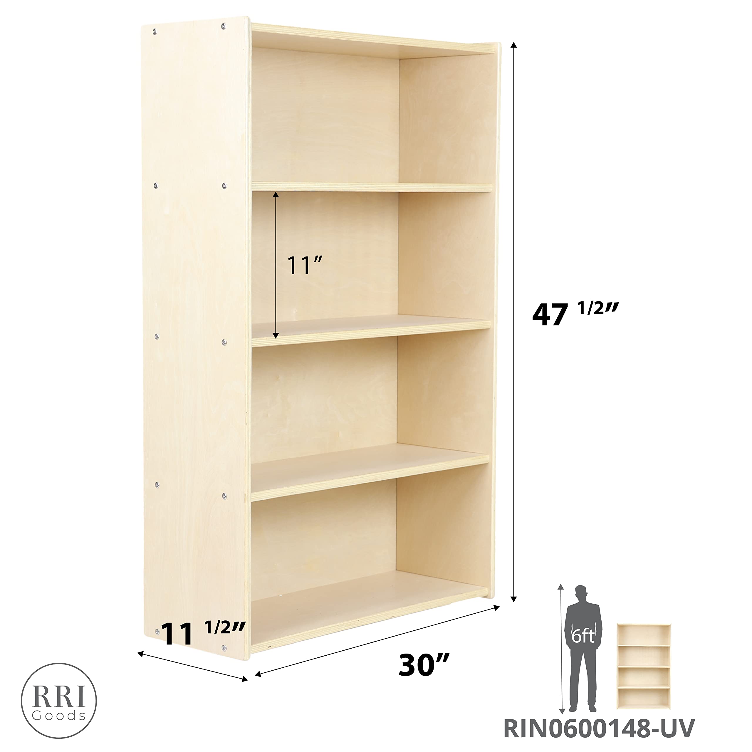Classic Birch Wood Book Shelf - 4-Tier 48