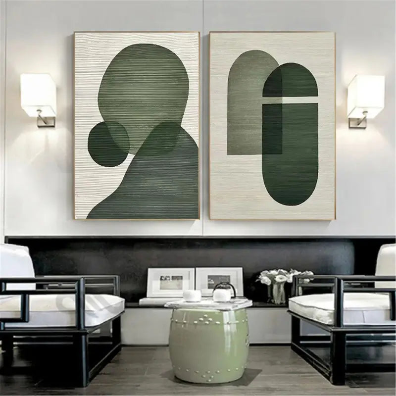 Abstract Tranquility Set of 2 Modern Canvas Wall Art - Minimalist Home Decor for Living Room, Bedroom & Office - #WS020