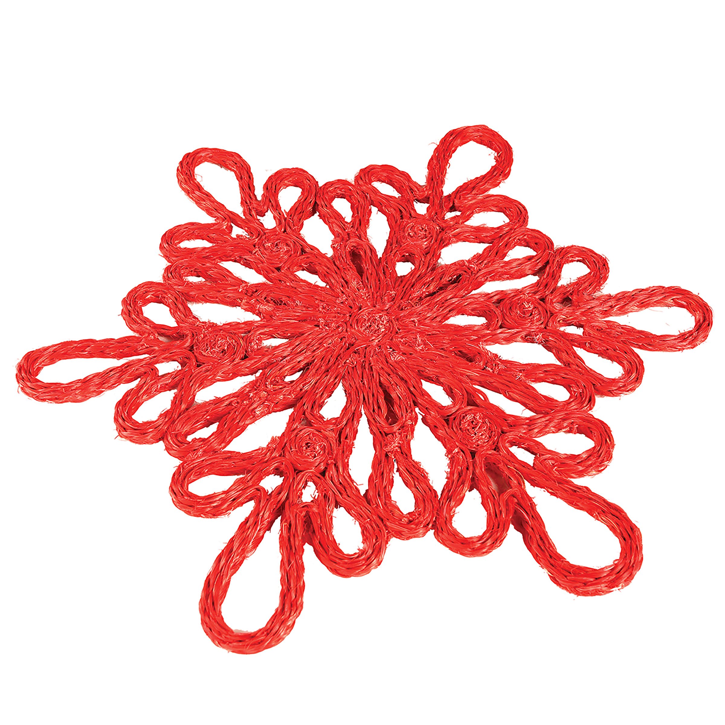 Red Woven Abaca Snowflake Christmas Charger Placemat - Eco-Friendly Holiday Table Decor for Xmas Dinner, Party & Winter Home Decor
