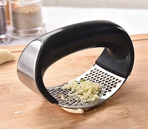 Stainless Steel Garlic Press Set with Peeler & Brush - for Cooking & Baking
