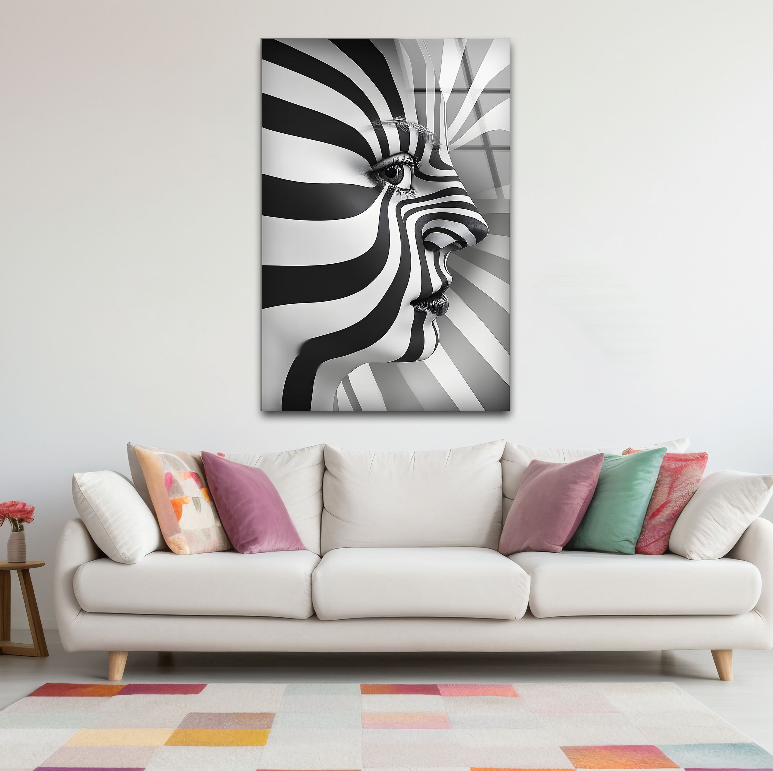 Black and White Glass Wall Art for Women - Elegant Home Decor for Living Room, Bedroom & Office