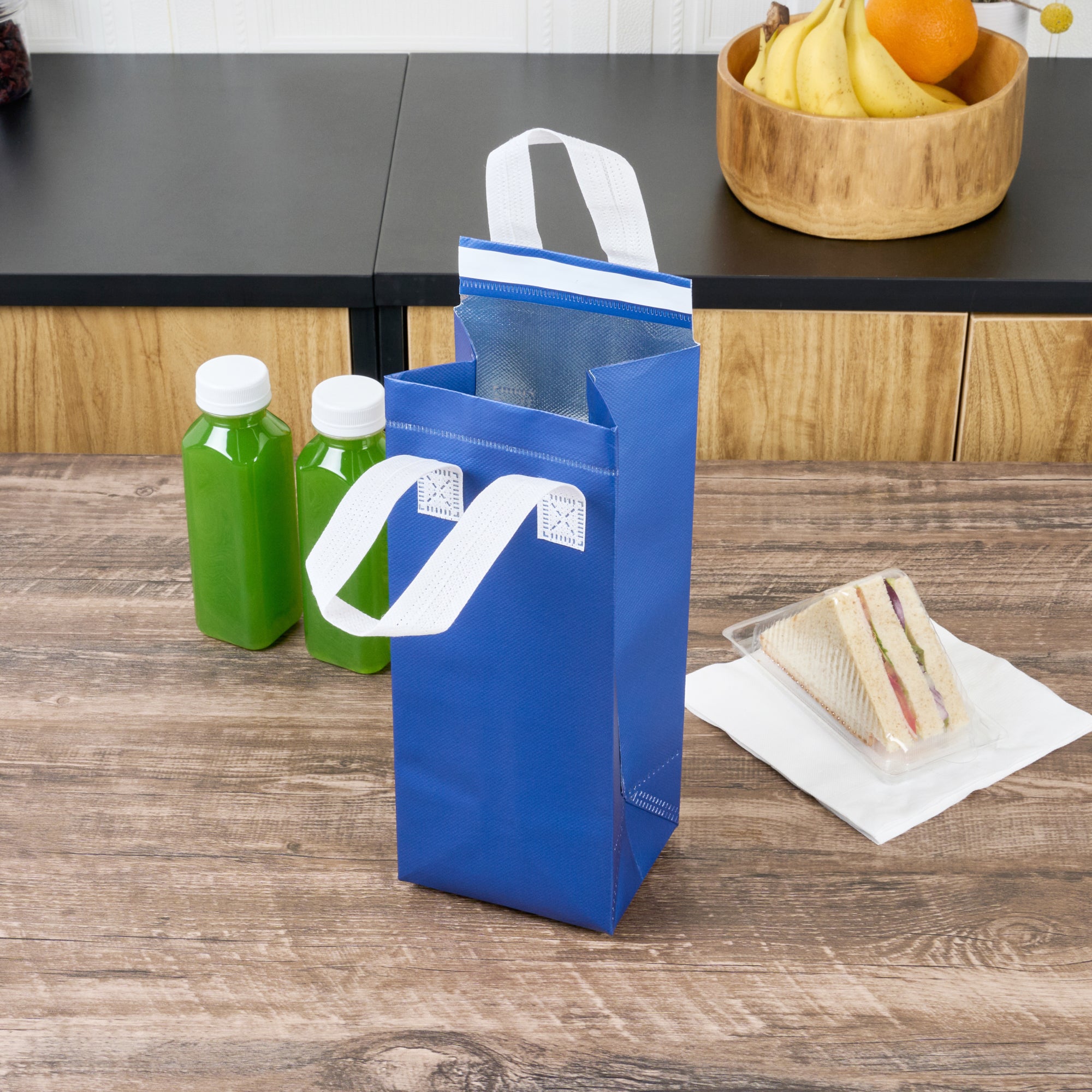 Blue Insulated Take Out Bags - Tamper Evident Food Delivery Bags (4.75